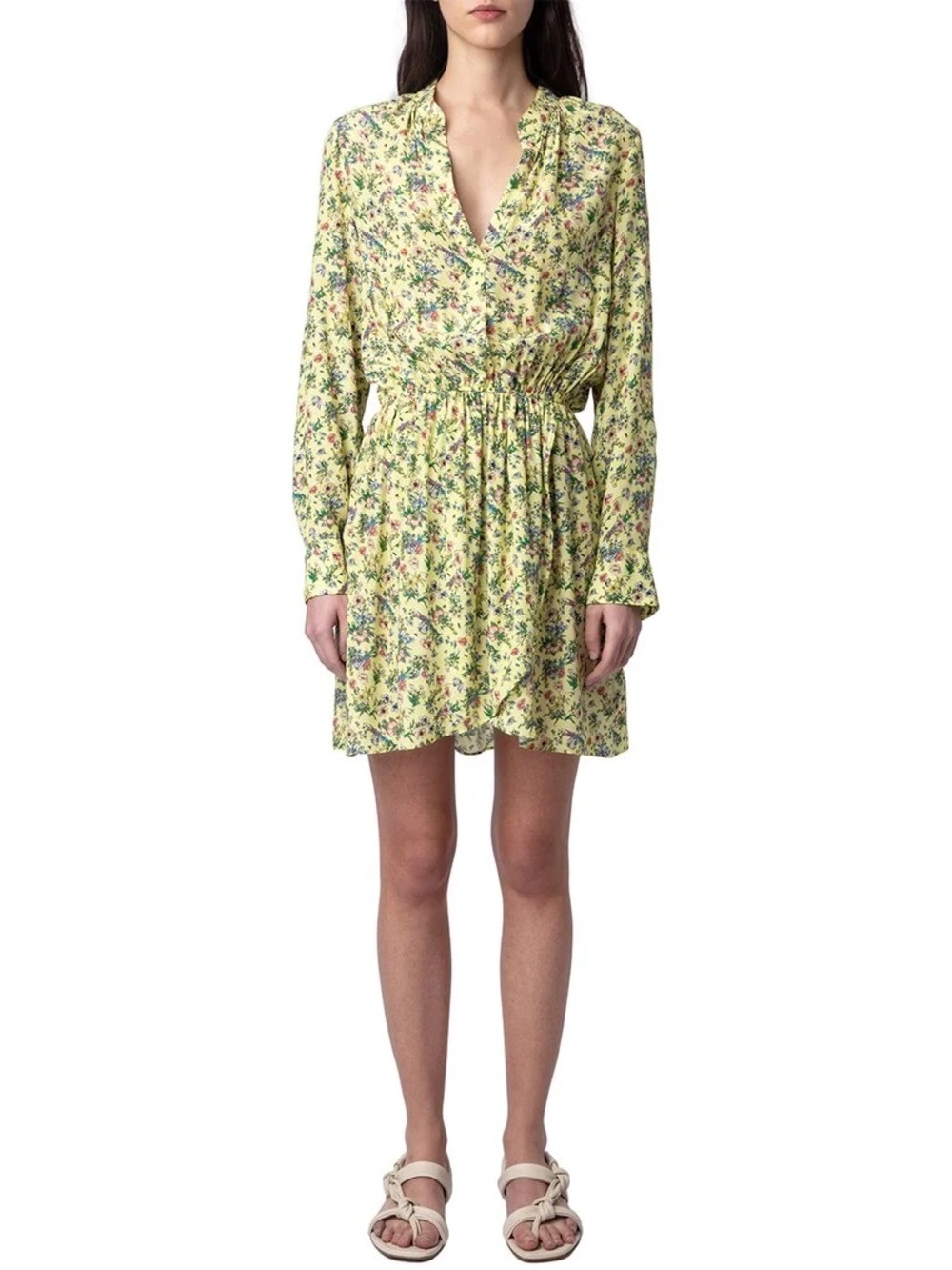 Zadig & Voltaire Yellow Floral Rinka Soft Garden Mini Dress